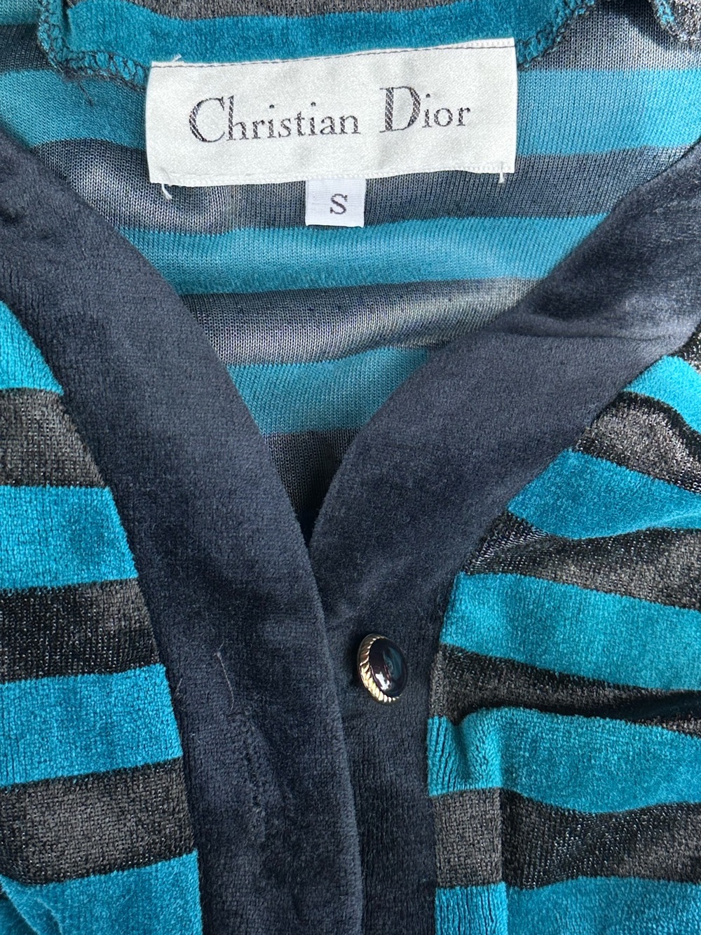 Christian Dior Vintage 70s/80s Velour Striped House Dress - Picture 3 of 4